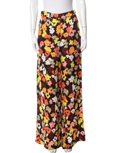 Pre-owned Maison Rabih Kayrouz Floral Print Wide Leg Pants In Black