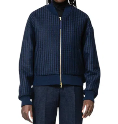 Maison Rabih Kayrouz Houndstooth Bomber Jacket In Navy/black In Blue