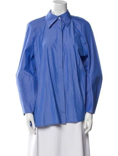Pre-owned Maison Rabih Kayrouz Long Sleeve Button-up Top In Blue
