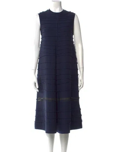 Pre-owned Maison Rabih Kayrouz Merino Wool Midi Length Dress W/ Tags In Blue