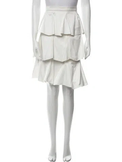 Pre-owned Maison Rabih Kayrouz Ruffle Embellishment Knee-length Skirt In White