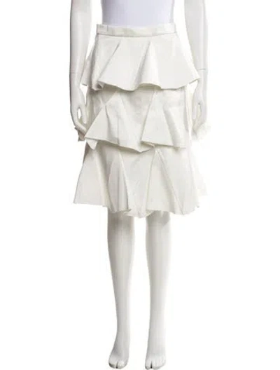 Pre-owned Maison Rabih Kayrouz Ruffle Embellishment Knee-length Skirt In White