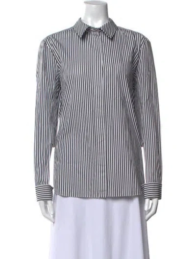Pre-owned Maison Rabih Kayrouz Striped Long Sleeve Top In White