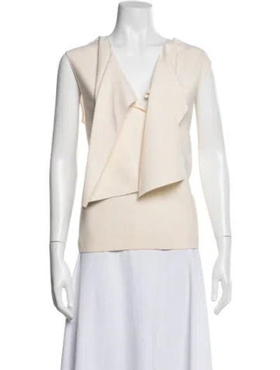 Pre-owned Maison Rabih Kayrouz Virgin Wool V-neck Top In Neutral