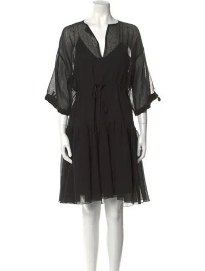 Pre-owned Maison Rabih Kayrouz V-neck Knee-length Dress In Black