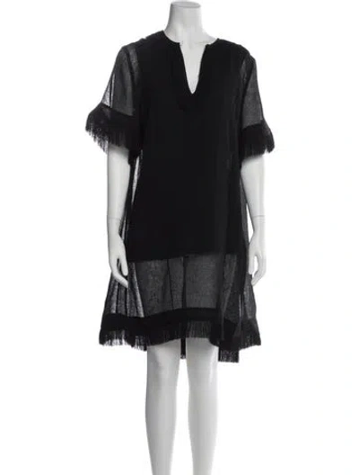 Pre-owned Maison Rabih Kayrouz V-neck Knee-length Dress In Black