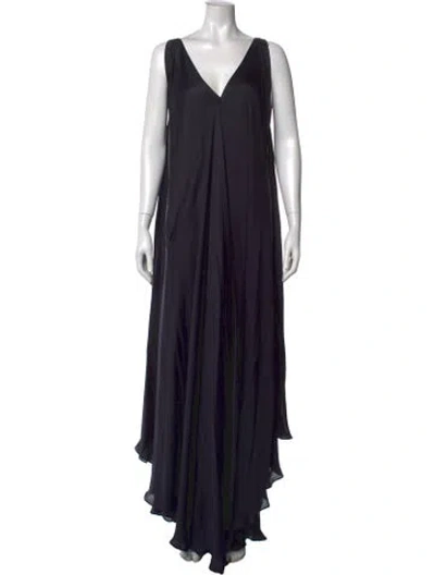 Pre-owned Maison Rabih Kayrouz V-neck Long Dress In Blue