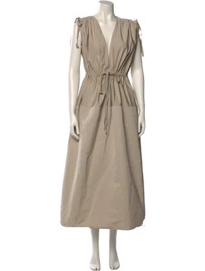 Pre-owned Maison Rabih Kayrouz V-neck Long Dress In Neutral