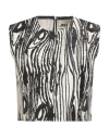 Maison Rabih Kayrouz Women's Moire Lurex Sleeveless Top In Ivory/black In White