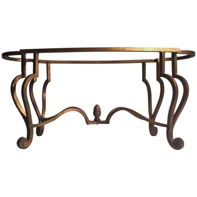 Pre-owned Maison Ramsay Gilt Wrought Iron  Jansen Coffee Table Frame With Acorn Finial In Black