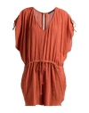 Maison Saint Julien Woman Playsuit Rust Size Xs Cotton In Orange
