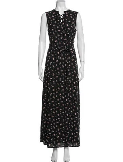 Pre-owned Maison Scotch Floral Print Long Dress In Blue