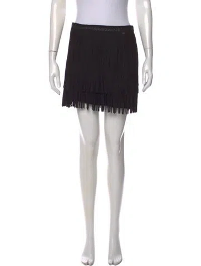Pre-owned Maison Scotch Goat Leather Mini Skirt In Black