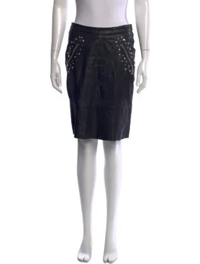 Pre-owned Maison Scotch Leather Knee-length Skirt In Black