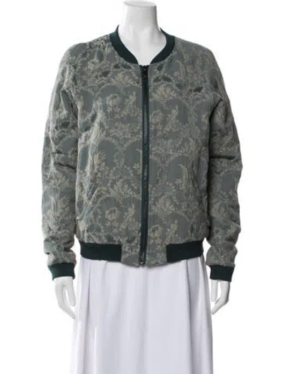 Pre-owned Maison Scotch Linen Printed Bomber Jacket In Green
