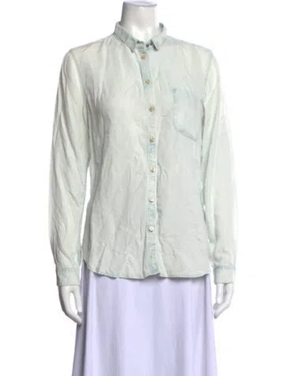 Pre-owned Maison Scotch Long Sleeve Button-up Top In Green