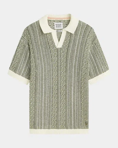 Maison Scotch Men & Apos;s Cable-knit Johnny Collar Polo Sweater In Gray