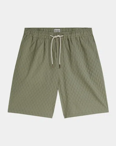 Maison Scotch Men & Apos;s Jacquard Seersucker Drawstring Shorts In Oil Green