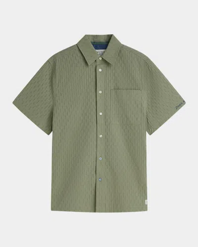 Maison Scotch Men & Apos;s Jacquard Seersucker Short-sleeve Shirt In Green