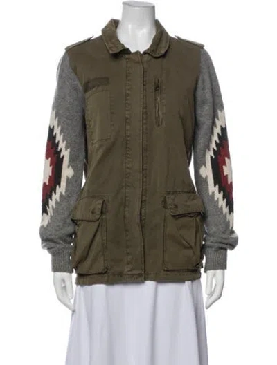 Pre-owned Maison Scotch Patterned Utility Jacket In Green