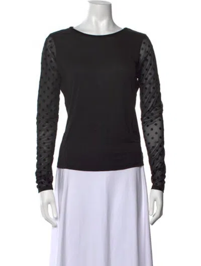 Pre-owned Maison Scotch Polka Dot Print Crew Neck Top In Black