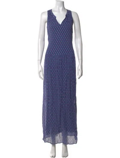 Pre-owned Maison Scotch Printed Long Dress In Blue