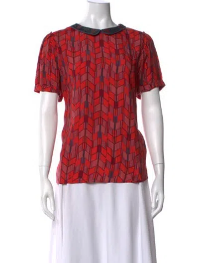 Pre-owned Maison Scotch Printed Short Sleeve Top In Red