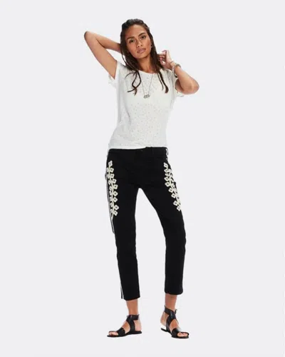 Maison Scotch Relaxed Fit Short Sleeve Burnout Womens Tee In White