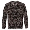 Maison Scotch Sheer Printed Lace Up Eyelet Details Womens Top In Black