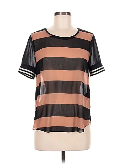 Pre-owned Maison Scotch Short Sleeve Top Brown Stripes Pattern Crew Neck Tops