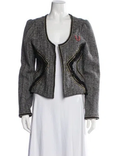 Pre-owned Maison Scotch Tweed Pattern Jacket In White