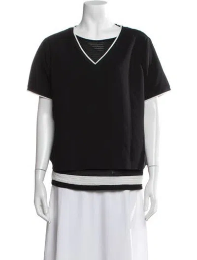 Pre-owned Maison Scotch V-neck Short Sleeve Top In Black