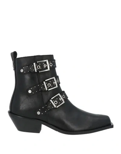 Maison Scotch Woman Ankle Boots Black Size 8 Leather