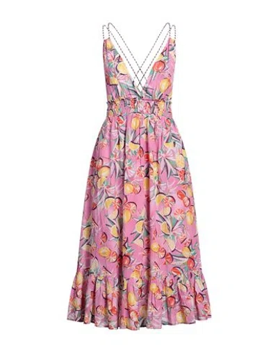 Maison Scotch Woman Midi Dress Pink Size 00 Viscose, Cotton