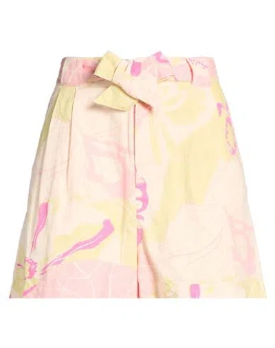 Maison Scotch Woman Shorts & Bermuda Shorts Light Pink Size L Organic Cotton, Linen