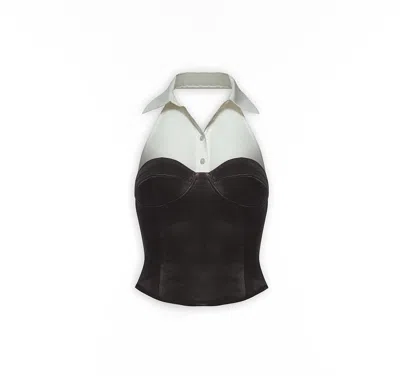 Maison Sél Women's Black / White Corsetted Sleeveless Poplin Shirt – Black White In Multi