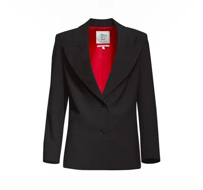 Maison Sél Women's Oversized Blazer Shoulder Jacket – Black