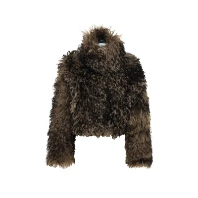 Maison Sél Women's Brown Scarf Detailed Furcoat In Multi