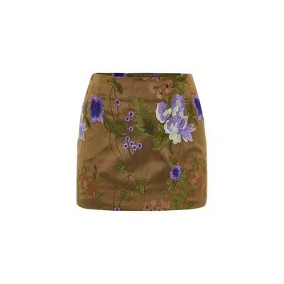 Maison Sél Women's Embroidered Mini Skirt In Green