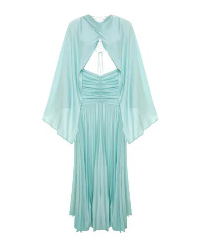Maison Sél Women's Gathered Waist Maxi Dress - Blue