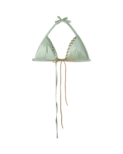 Maison Sél Women's Green Satin Bra
