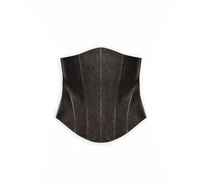 Maison Sél Women's Grey Distressed  Effect Super Skinny Leather Corset In Black