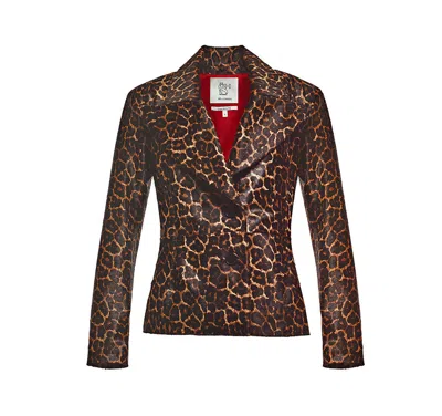 Maison Sél Women's Blazer Leopard Print Pony Hair Jacket – Brown