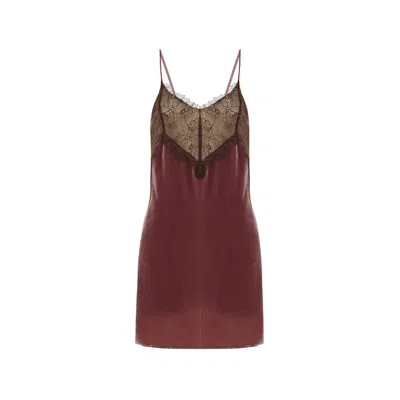 Maison Sél Women's Pink Lace Detailed Mini Dress - Rose In Brown
