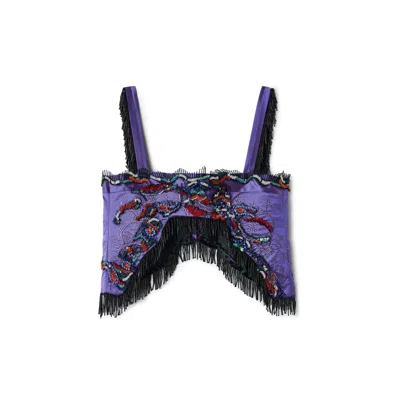 Maison Sél Women's Purple Beaded Top In Multi