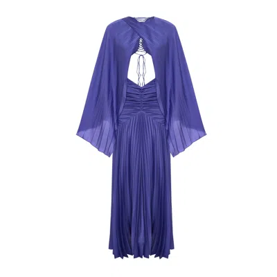 Maison Sél Women's Purple Gathered Waist Maxi Dress In Blue