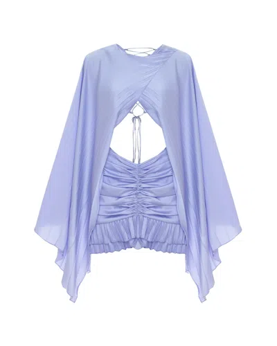Maison Sél Women's Purple Gathered Waist Mini Dress