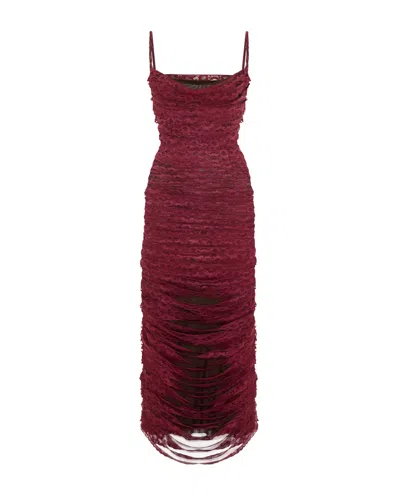 Maison Sél Women's Purple Lace Ribbon Dress In Brown
