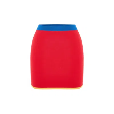 Maison Sél Women's Red Parabole Knit Skirt