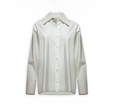 Maison Sél Women's Boyfriend Poplin Shirt – White